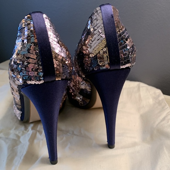 SALVATORE FERRAGAMO Colorblock Sequin Pumps - Picture 7 of 14